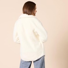 AMAZON ESSENTIALS WOMEN'S OVERSIZED TEDDY SHERPA SHIRT JACKET - SIZE: -  CREAM