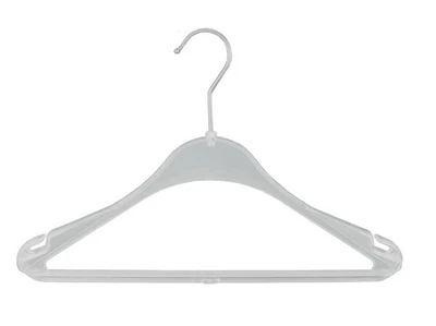 KLEIDERBUEGELSHOP24 Kleiderbügel mit Steg, Kostümbügel, leichter Formbügel clear 45 cm NEU, 10 Stück