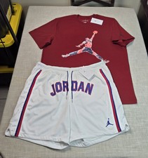 NIKE Air Jordan T-shirt  Shorts Set XL Mens Maroon White Sport DNA Basketball
