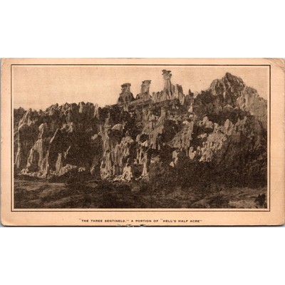 The Three Sentinels A Portion of Hell's Half Acre WY Postcard PC116