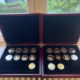 BRD Medaillen Set 19 Stk. Deutsche Geschichte vergoldet
