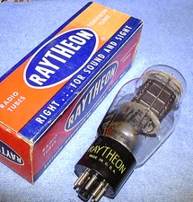 1 NOS Raytheon 6B4-G Vacuum Tube - 1954 Vintage Flat Black Plate Audio Triode