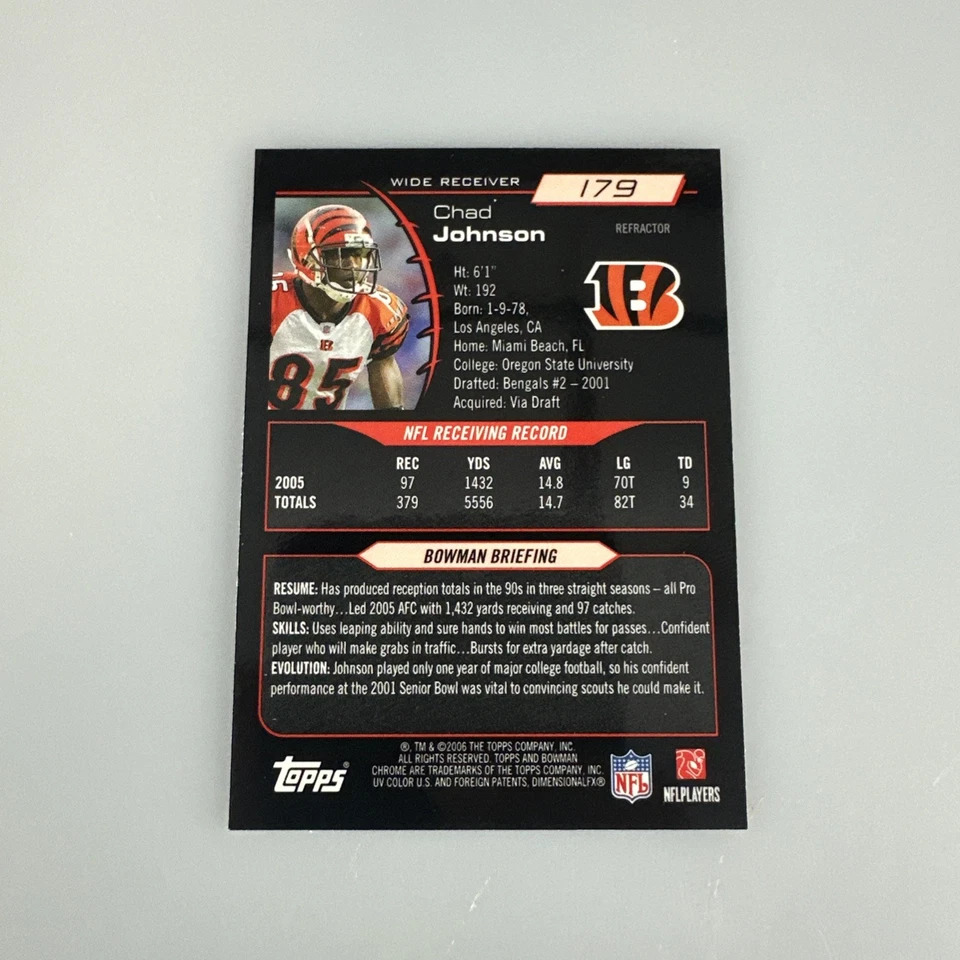 2006 Bowman Chrome #179 Chad Johnson Refractor Cincinnati Bengals - Image 2 of 2