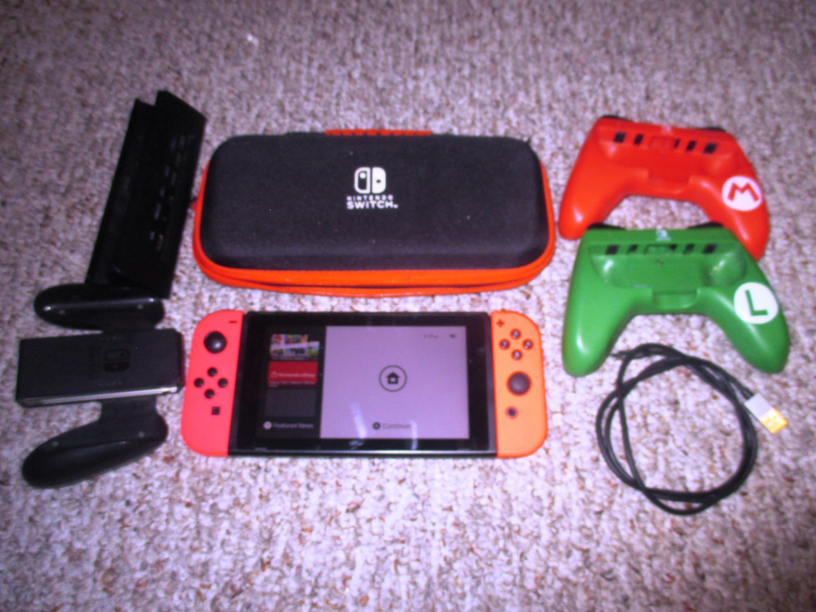 Nintendo Switch System Console w/Neon Pink & Red Joy-Cons + 3rd Party Dock +