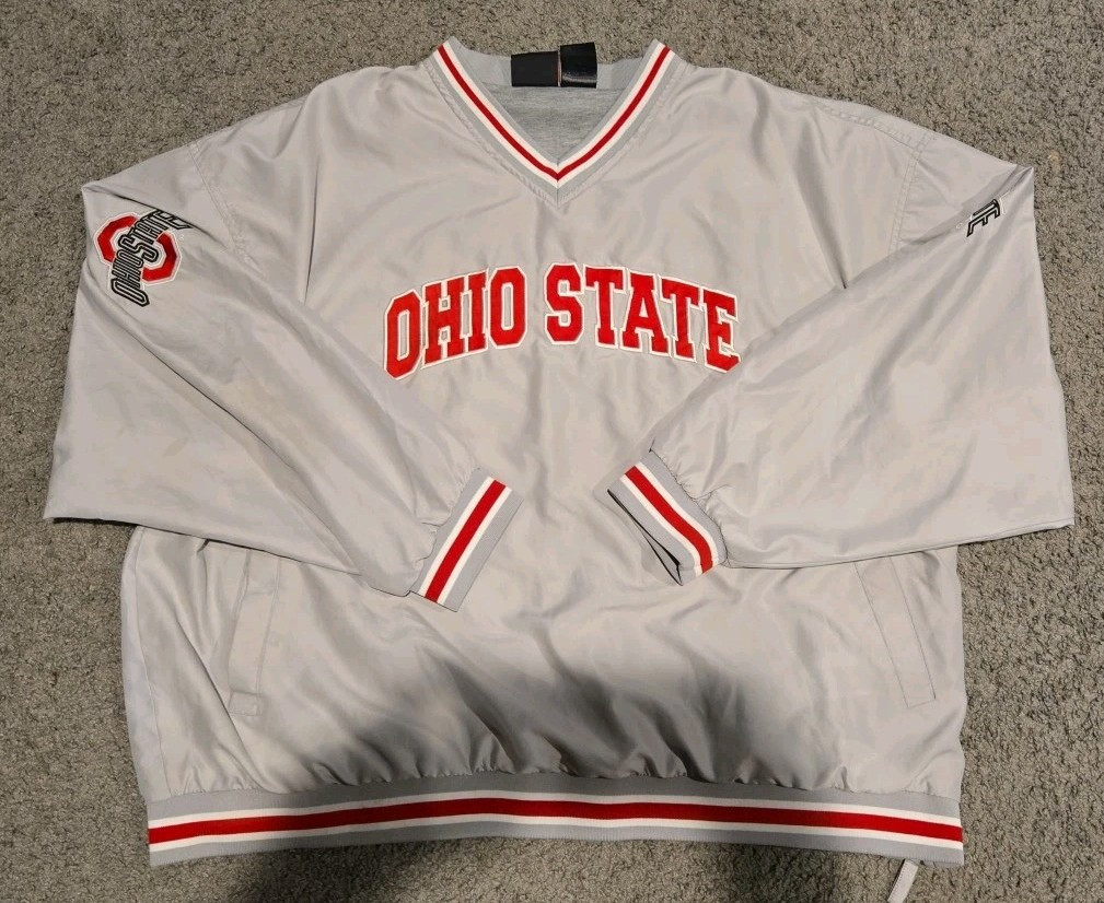 Ohio State Buckeyes Mens Gray Windbreaker Jacket Size Large 2XL Team Athletics