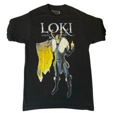 Marvel Men T-shirt size S Short Sleeve Slim Fit Loki Agent of Asgard Black
