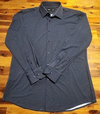HUGO Boss Performance Men's L/S Button Shirt Blue Geometric Size XL Slim Fit