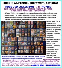 115 Horror DVDs Arthouse Exploitation Cinema Cult Horror Criterion Hammer Films