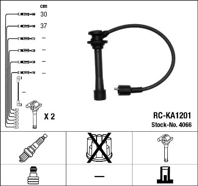IGNITION CABLE KIT 4066 FOR KIA X-TREK/II/MPV SEPHIA MENTOR/SHUMA CARENS/Mk 1.8L - Image 2 of 4