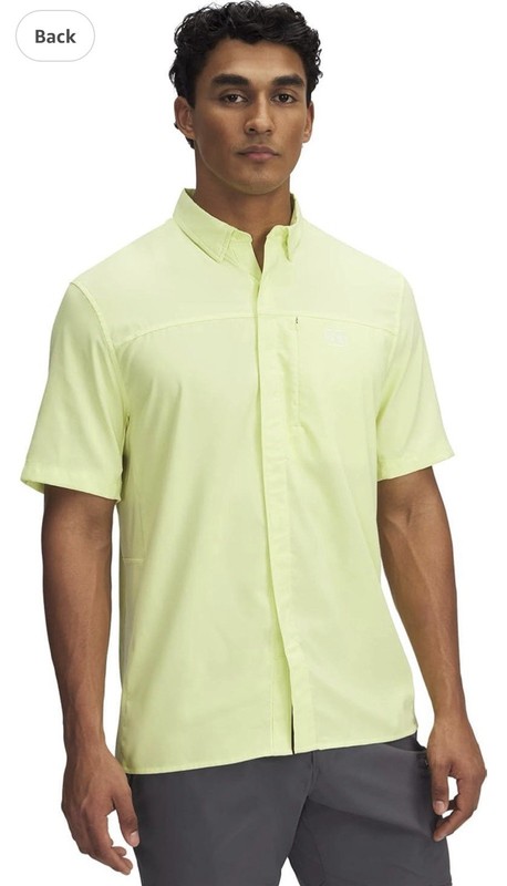 Under Armour Men  Fish Pro Hybrid Woven Short Sleeve Shirt 2XL 1383571 391 Green