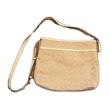 Coach Tan Cream Crossbody Bag with Monogram P...