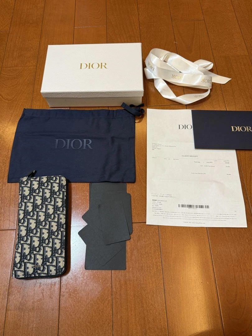 Portefeuille homme Dior oblique jacquard long zippé occasion noir design vertical