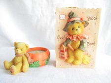  2 1995 Cherished Teddies Halloween Bag "You lift my spirit" Witch BOO  Votive
