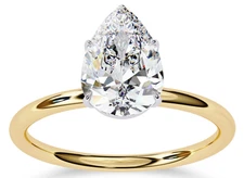 Lab Grown Pear Cut 1.50 Ct Engagement Ring 18K Yellow Gold IGI