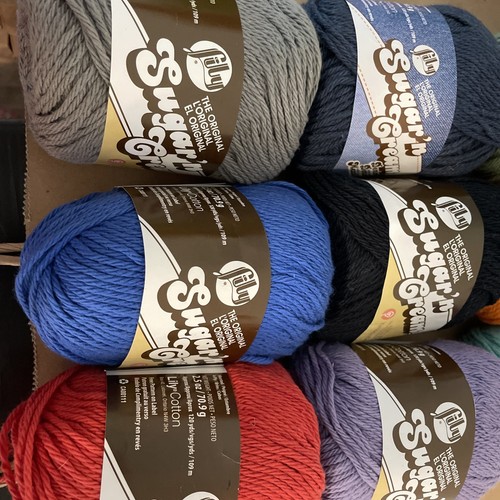 Lotto di 9 filati Lily Sugar’n Cream 2,5 oz ciascuno colori misti cotone (E) - Foto 4 di 4