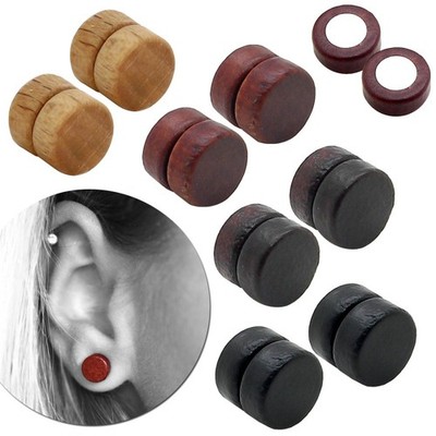 2 Holz Magnet Fakeplugs Fake Plug Magnetisch Natur Holzohrringe Piercing Tunnel
