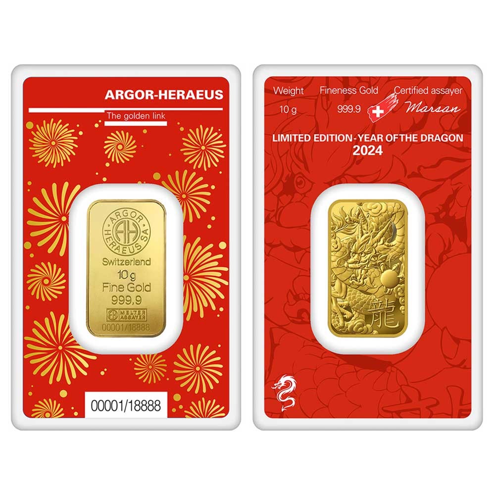 2024 Argor Heraeus Year of the Dragon 10g Gold Bar