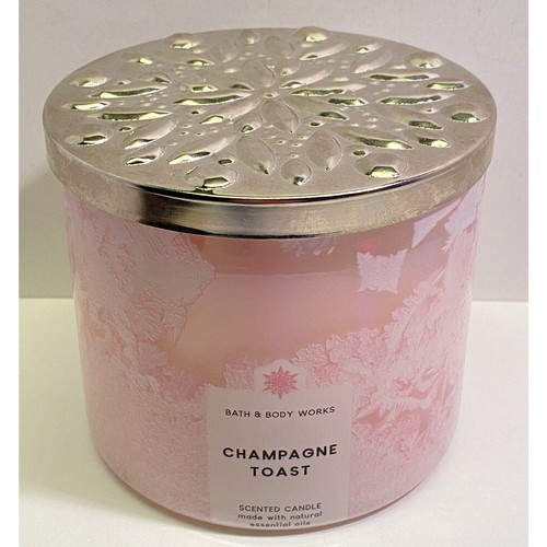 Bath and Body Works Champagne Toast 3-Wick Scented Candle 14.5 oz Pink Jar New
