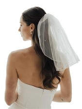 Bridal Veil White Bow Bachelorette Party Veil Elegant Tulle Hair Clip