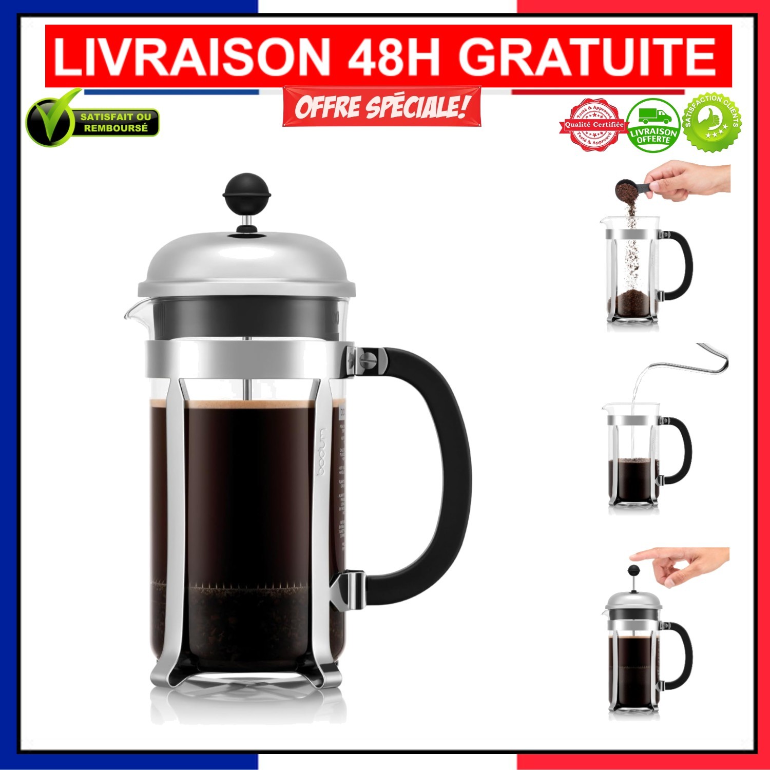 Cafetière piston Bodum Chambord 1L pour partager un authentique café dominical en famille
