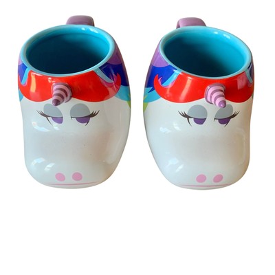 Disney Pixar Inside Out Rainbow Unicorn Coffee Mug Ceramic 16 oz Set of 2 READ