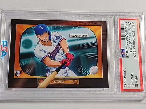 Wyatt Langford RC 1955 Bowman Anime SSP PSA 10 2024 Bowman's Best Texas Rangers