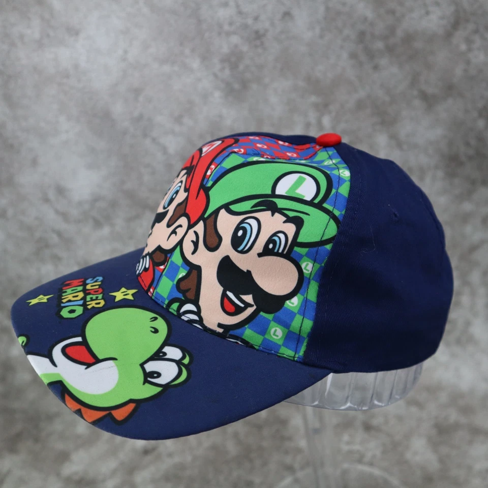 Gorra Nintendo Super Mario Bros Luigi Yoshi Azul Niños Correa Ajustable Foto 3 de 4