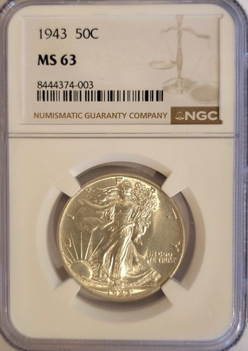 1943-P   NGC MS-63   Brilliant   Walking Liberty Half Dollar   #494.