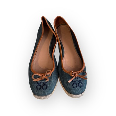 Coach Darcelle Signature Espadrille Ballet Flats Denim Leather