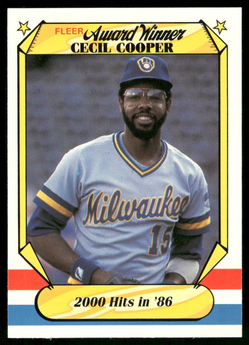 Cecil Cooper 1987 Fleer Award Winners Milwaukee Brewers #10 Near Mint or Better