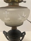 Antique 1800s Urn Oil Lamp Cupids & Lion Frosted Globe Stars Crosses-electrified — photo 6