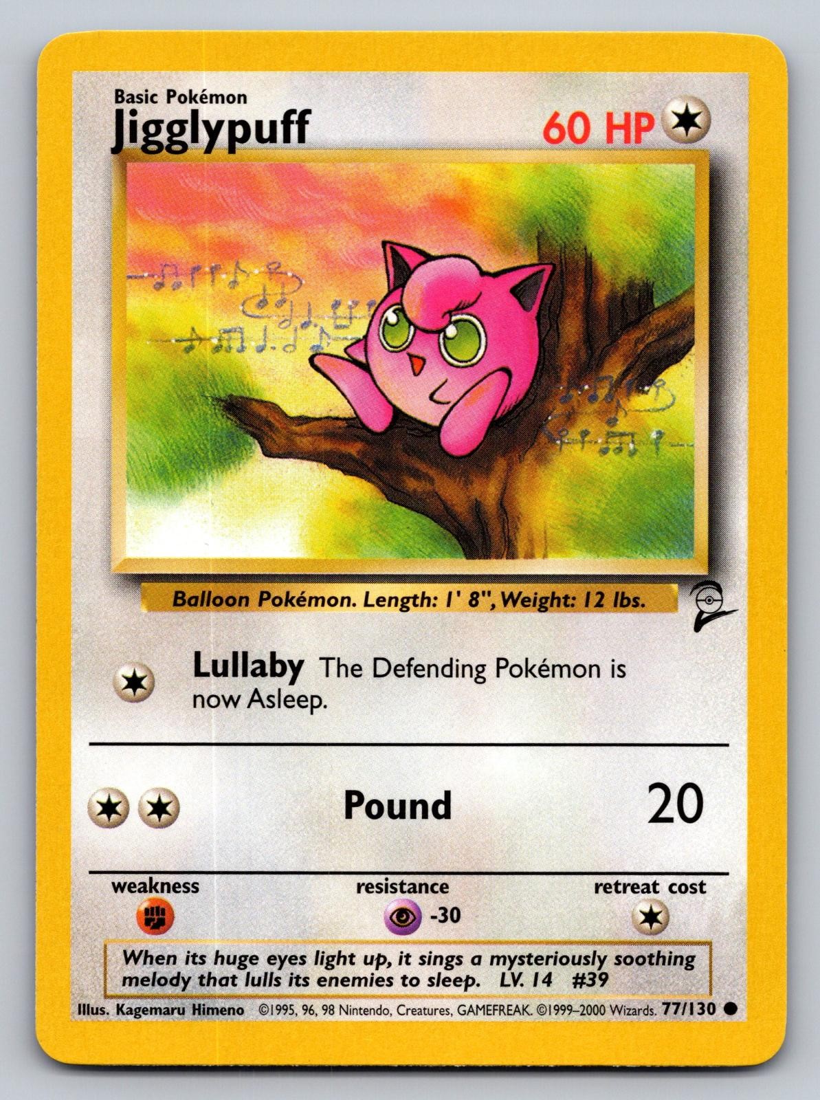 Jigglypuff 77/130 Common Base Set 2 Pokemon Lightly Played