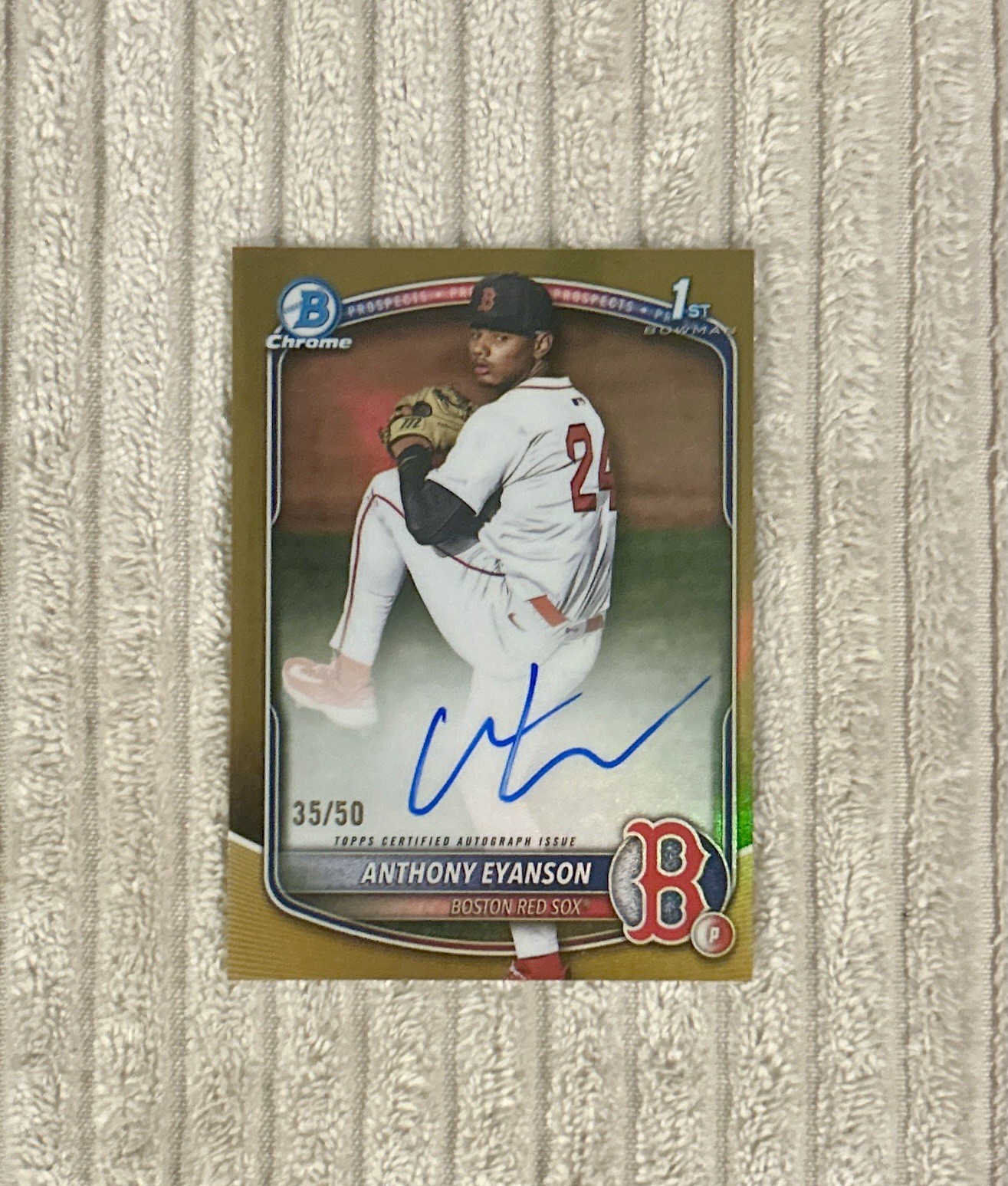 Anthony Eyanson 2025 Bowman Chrome Draft Prospect Auto Gold Refractor #/50