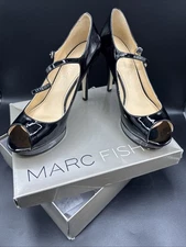 Marc Fisher Shoes Womens Size 10M Black MFTERRI Peep Toe Heels