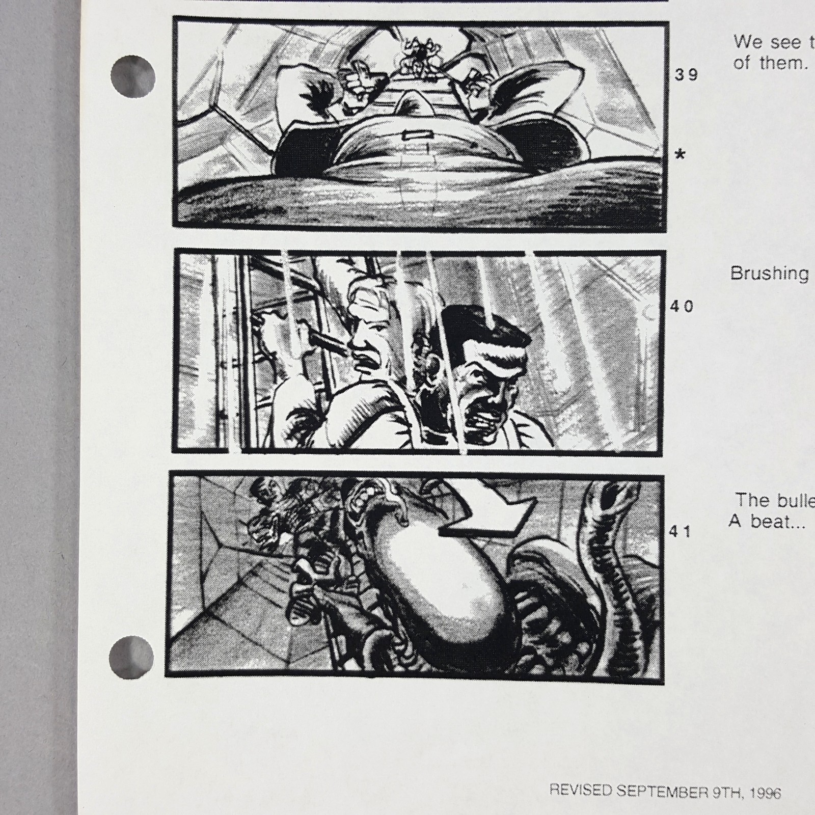 Image 7 of Alien: Resurrection - Production Used Storyboard, Alien Attacks Crew, Movie Prop