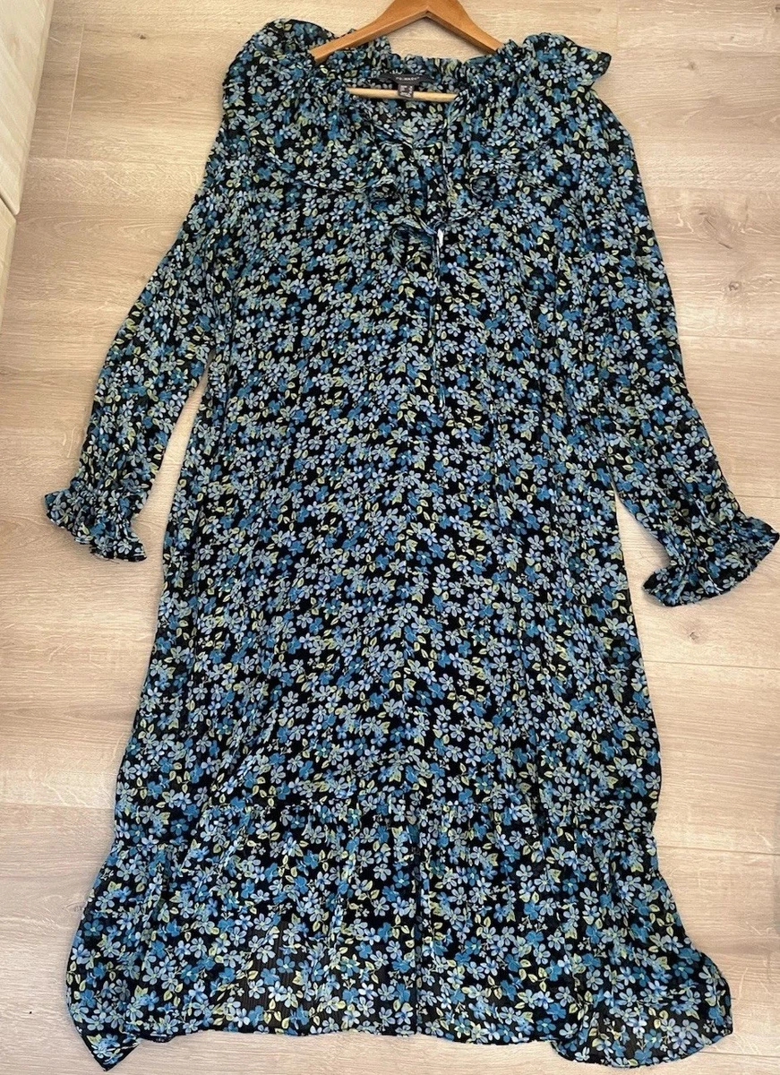 primark blue floral dress Primark Cares Green Yellow Keyhole Floral Tropical Shift Mini Dress Size 8