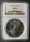 1992 $1 American Silver Eagle Dollar NGC MS69
