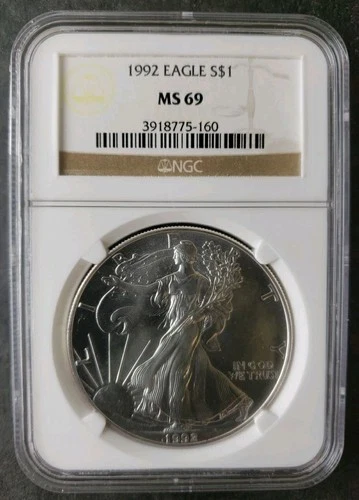 1992 $1 American Silver Eagle Dollar NGC MS69
