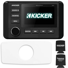 Kicker KMC4 Marine Radio With Stinger Marine SEADASH3W 3" Radio Kit - White