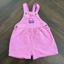 Vintage OshKosh BGosh Pink Denim Shortalls 4T Made in USA Vestbak Overalls Short