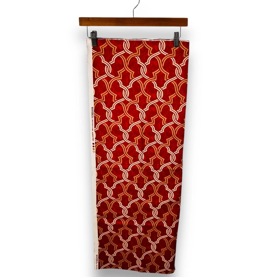 Tecido Waverly Inspirations ouro vermelho geométrico sarja estofado decoração para casa 37x54 - Imagem 3 de 4