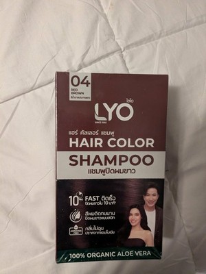 6 sachets LYO Hair Color Shampoo Grey Coverage Red Brown Men Women