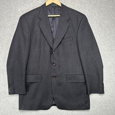 VTG Lauren Ralph Lauren Mens Charcoal Navy Tweed Wool Blazer Sport Coat Size 42T