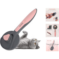 HundebüRste KatzenbüRste Selbstreinigend Rosa 19,3X7,7X4,9 Cm FüR Alle Zewze