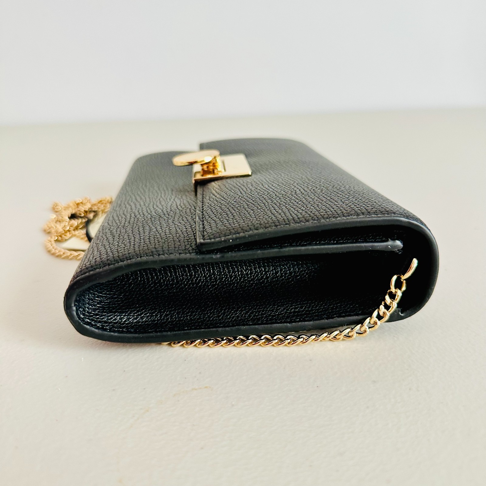 TED BAKER LONDON BLACK PEBBLED LEATHER WALLET ON CHAIN CROSSBODY BAG image 5