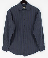 Pronto Uomo Dress Shirt Mens M Black Stripe Regular Fit Non Iron Long Sleeve