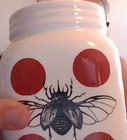 Debi Lilly Mason Character Jar Uplifting Bumblebee white brown polka dot Crazing — photo 9