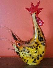 Vintage Artisan Murano Style Hand Blown Glass Rooster Figurine