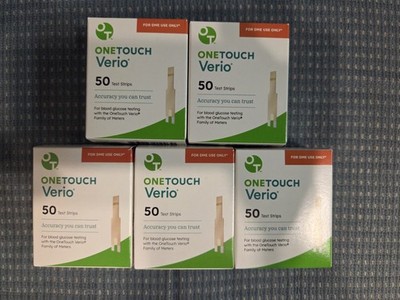 250 OneTouch Verio Test Strips 5 Boxes Of 50, 01/27-01/2027 FAST FREE SHIPPING!