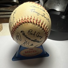Atlanta Braves 1985 Team Signed Baseball Rick Camp Bruce Sutter Original